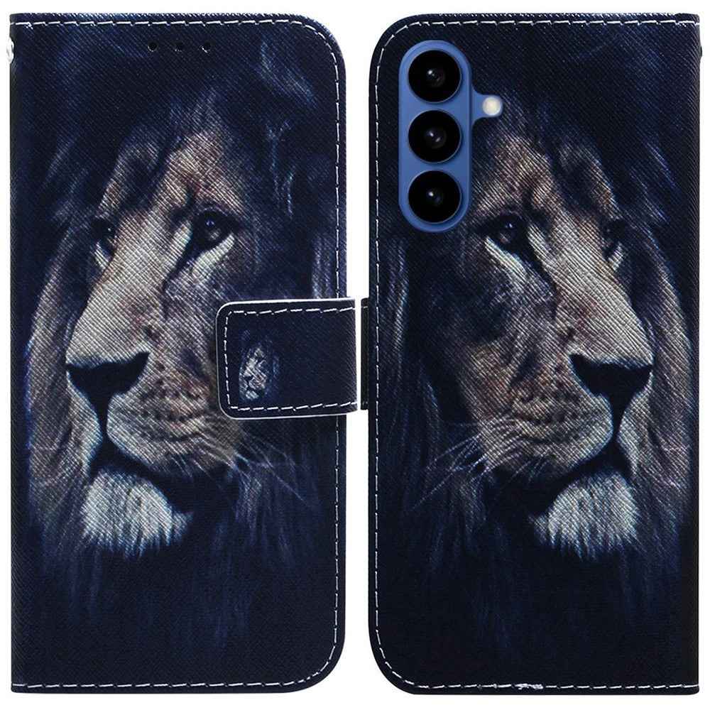 For Samsung Galaxy A57 5G Wallet Case Pattern Print Leather Phone Cover - Lion