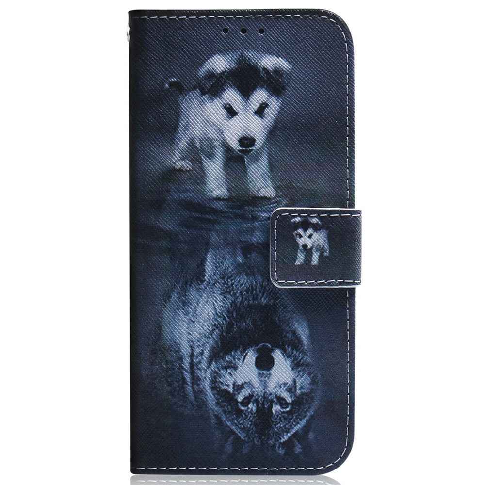 For Samsung Galaxy A57 5G Wallet Case Pattern Print Leather Phone Cover - Dog and Wolf