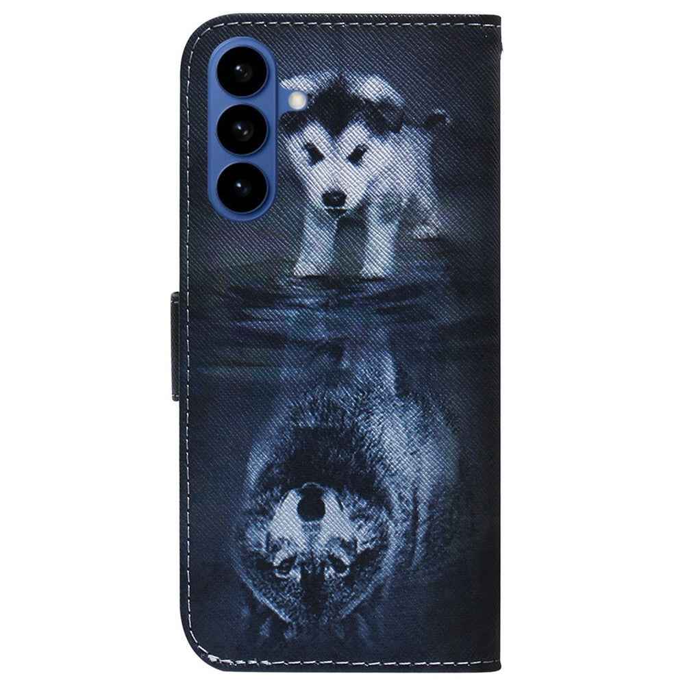 For Samsung Galaxy A57 5G Wallet Case Pattern Print Leather Phone Cover - Dog and Wolf