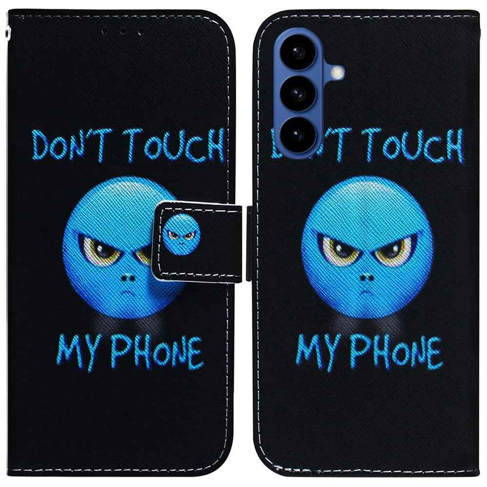 For Samsung Galaxy A57 5G Wallet Case Pattern Print Leather Phone Cover - Don't Touch My Phone