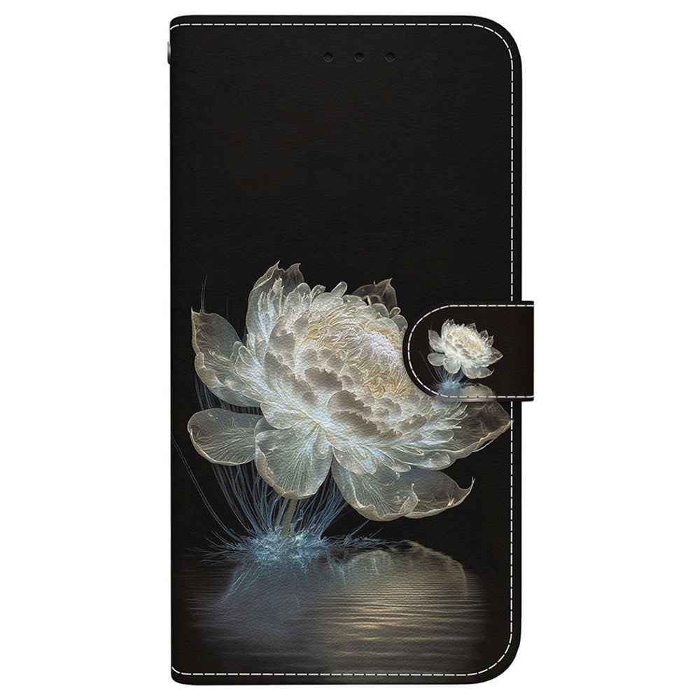 For Samsung Galaxy A57 5G Wallet Phone Case Anti-Drop Pattern Printing Leather Flip Cover with Strap - Crystal Peony