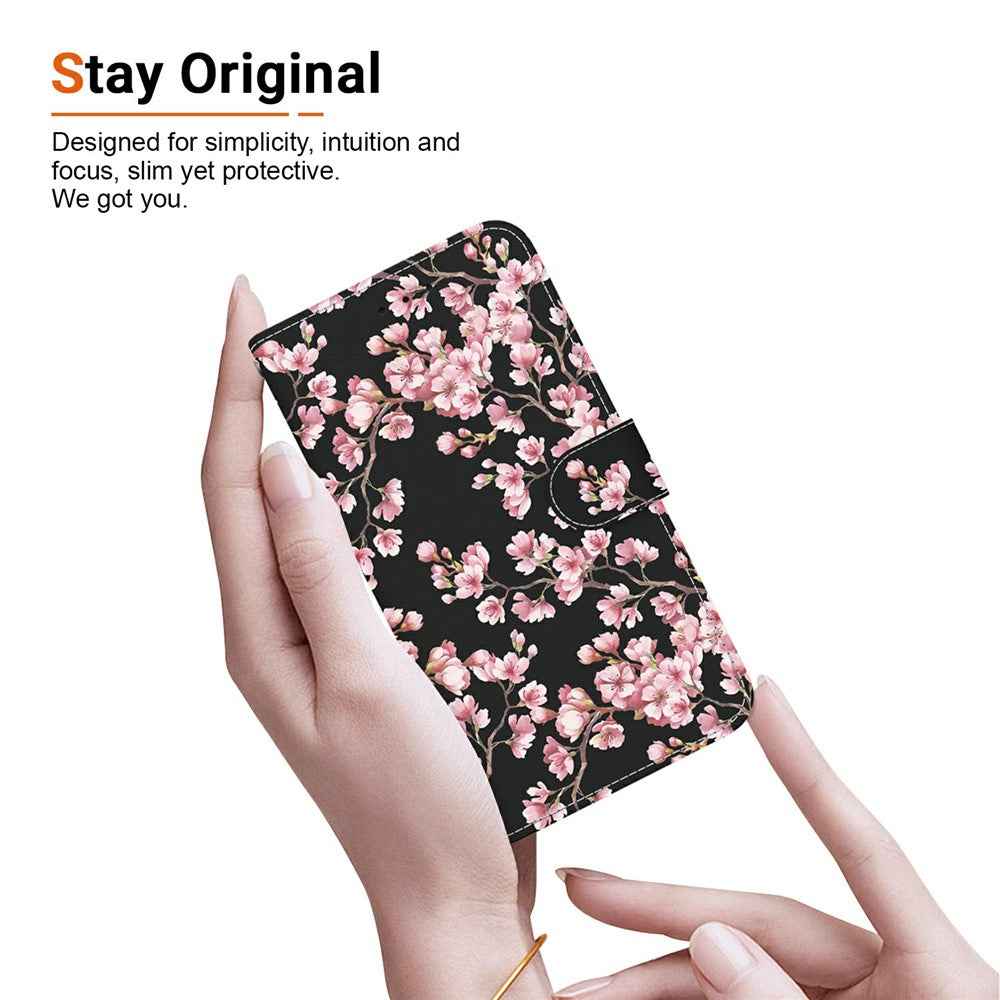 For Samsung Galaxy A57 5G Wallet Phone Case Anti-Drop Pattern Printing Leather Flip Cover with Strap - Plum Blossom