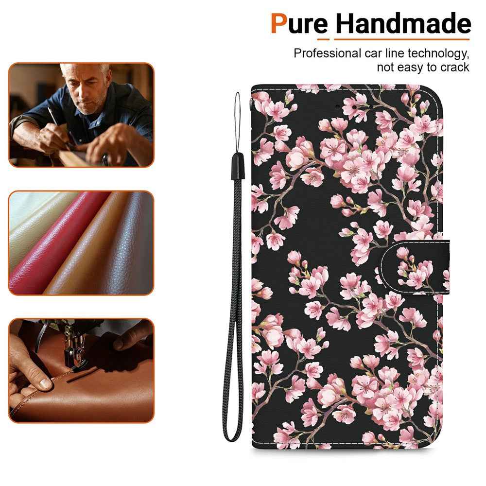 For Samsung Galaxy A57 5G Wallet Phone Case Anti-Drop Pattern Printing Leather Flip Cover with Strap - Plum Blossom