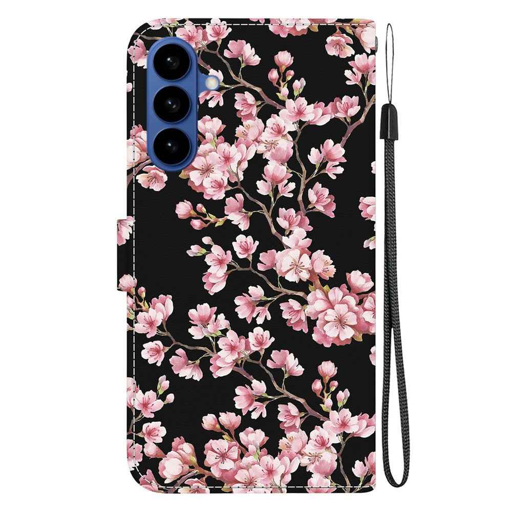 For Samsung Galaxy A57 5G Wallet Phone Case Anti-Drop Pattern Printing Leather Flip Cover with Strap - Plum Blossom