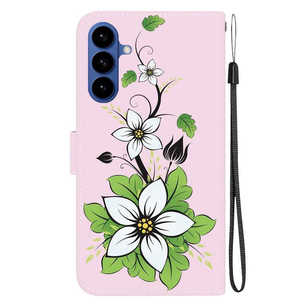 For Samsung Galaxy A57 5G Wallet Phone Case Anti-Drop Pattern Printing Leather Flip Cover with Strap - Lily