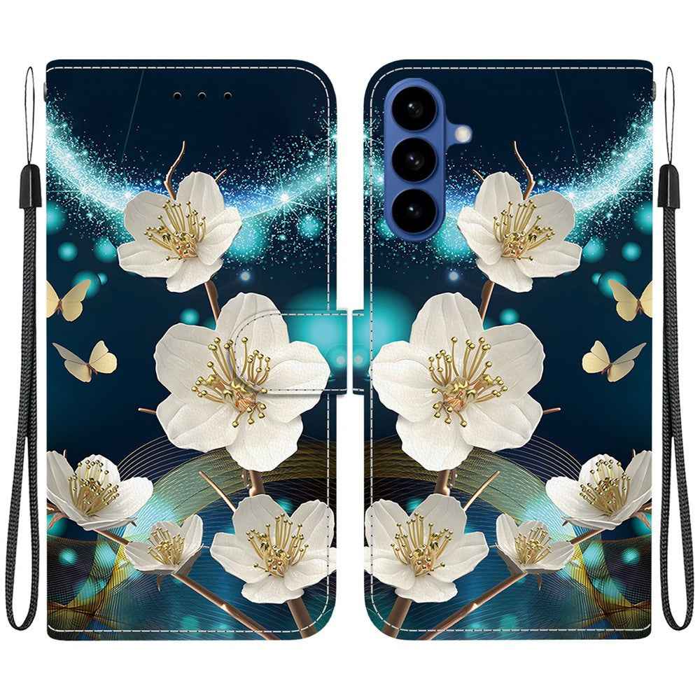 For Samsung Galaxy A57 5G Case Pattern Printing Leather Flip Wallet Phone Cover with Lanyard - Magnolia