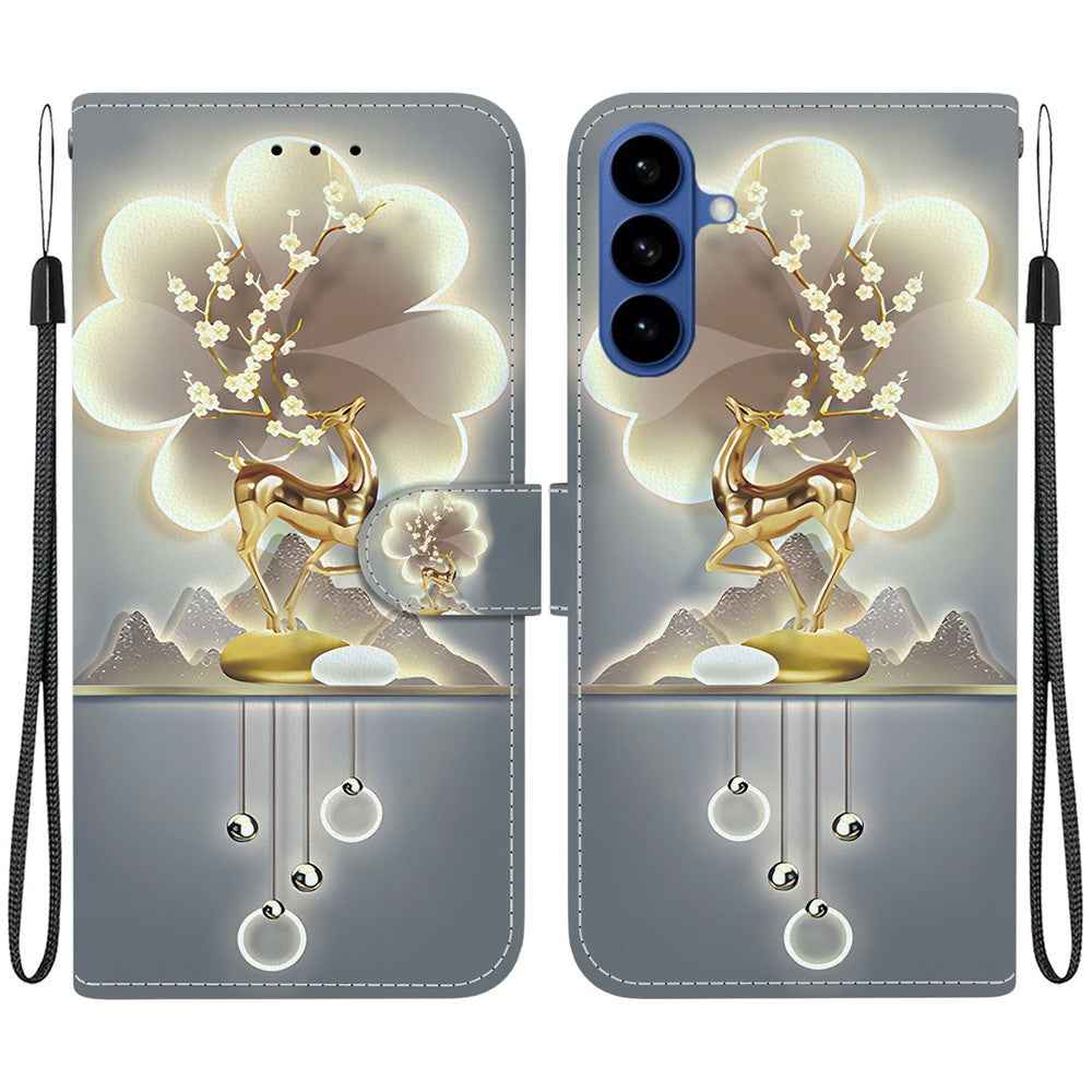For Samsung Galaxy A57 5G Case Pattern Printing Leather Flip Wallet Phone Cover with Lanyard - Sika Deer