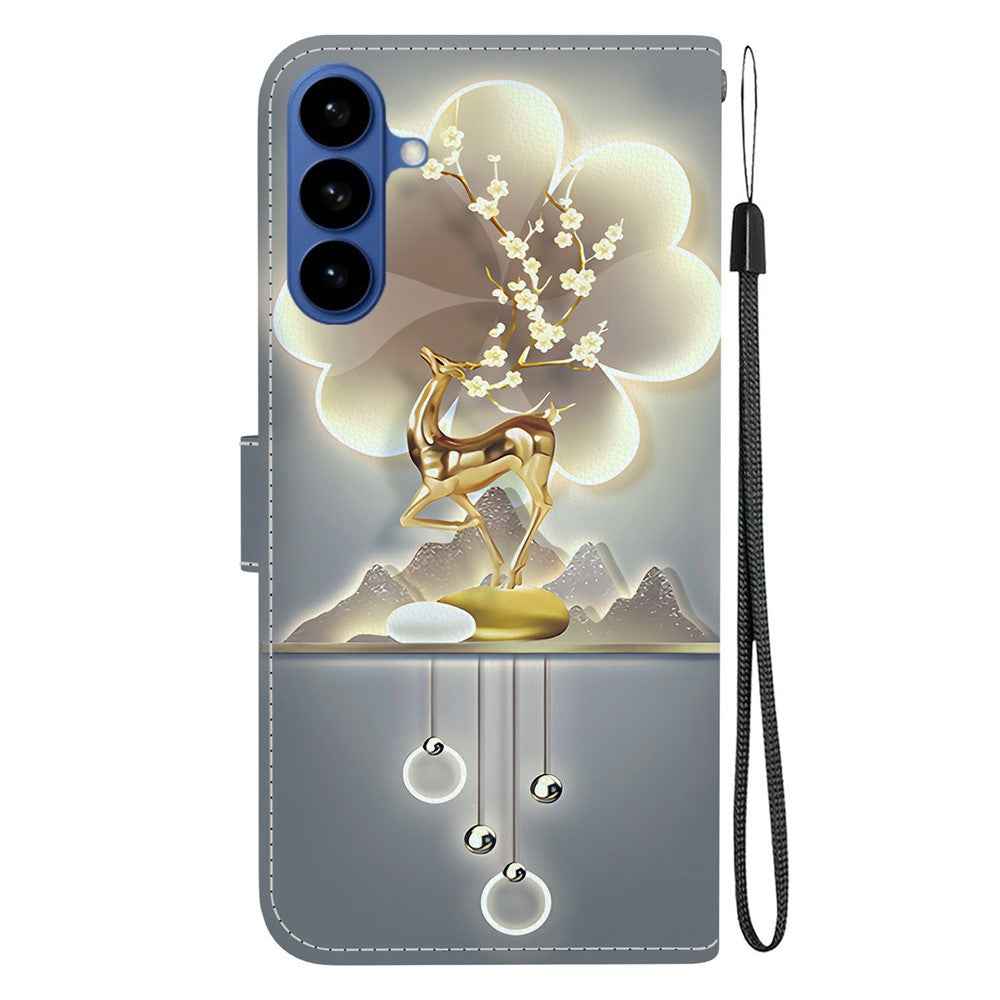 For Samsung Galaxy A57 5G Case Pattern Printing Leather Flip Wallet Phone Cover with Lanyard - Sika Deer