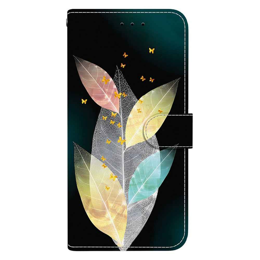 For Samsung Galaxy A57 5G Case Pattern Printing Leather Flip Wallet Phone Cover with Lanyard - Colored Leaves