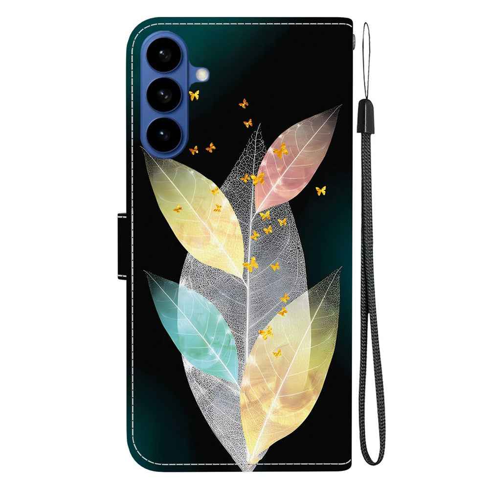 For Samsung Galaxy A57 5G Case Pattern Printing Leather Flip Wallet Phone Cover with Lanyard - Colored Leaves