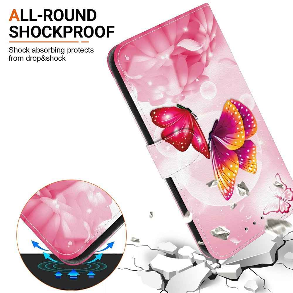 For Samsung Galaxy A57 5G Case Pattern Printing Leather Flip Wallet Phone Cover with Lanyard - Pink Butterfly