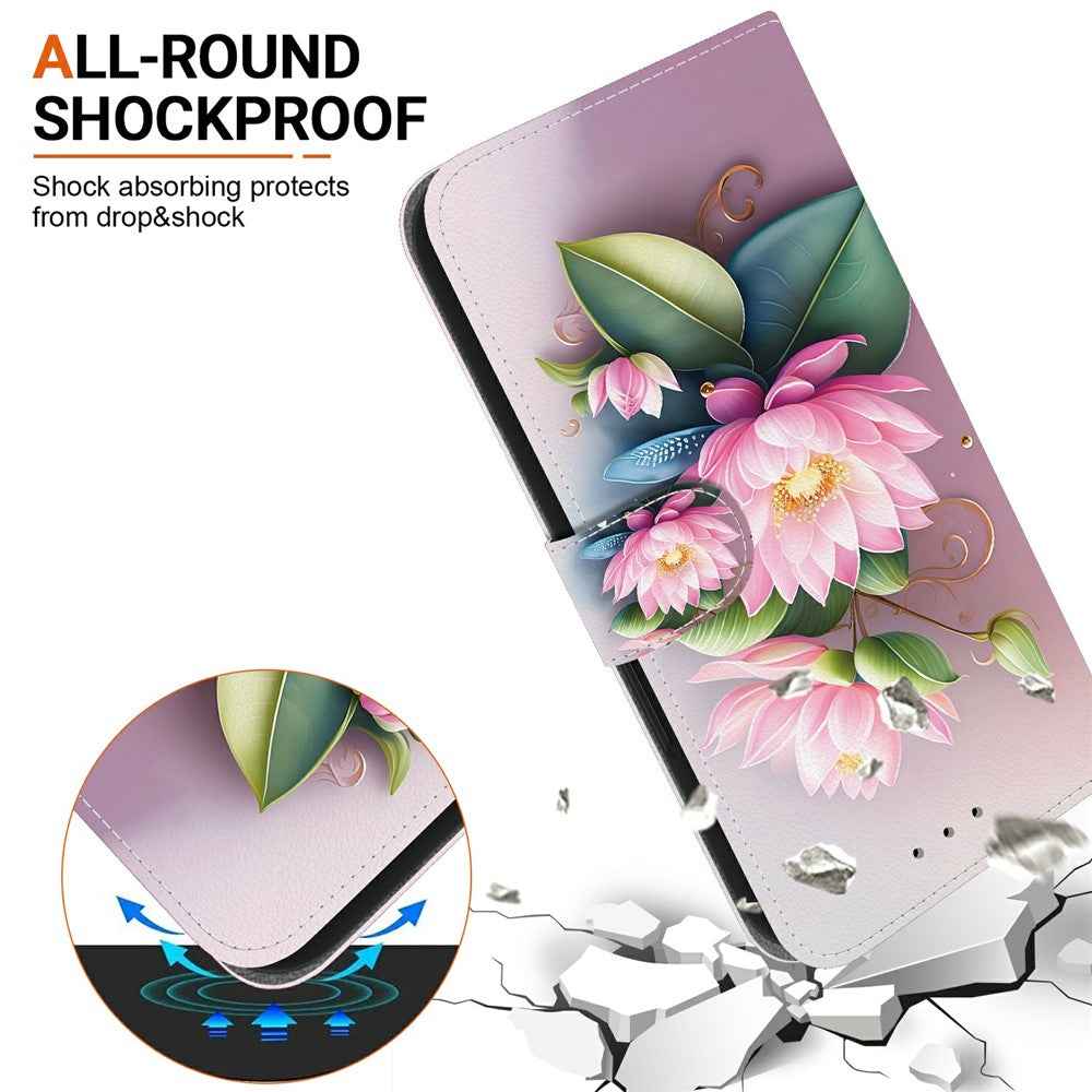 For Samsung Galaxy A57 5G Case Pattern Printing Leather Flip Wallet Phone Cover with Lanyard - Lotus