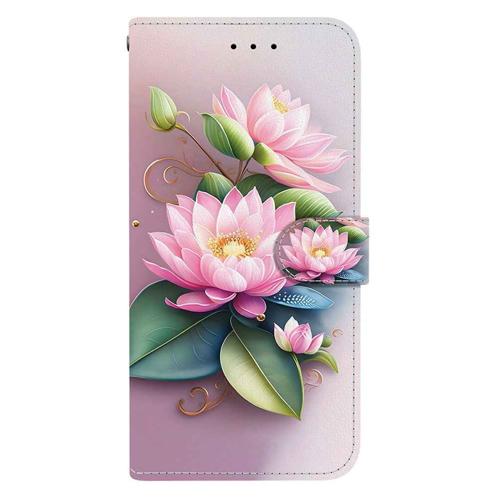 For Samsung Galaxy A57 5G Case Pattern Printing Leather Flip Wallet Phone Cover with Lanyard - Lotus