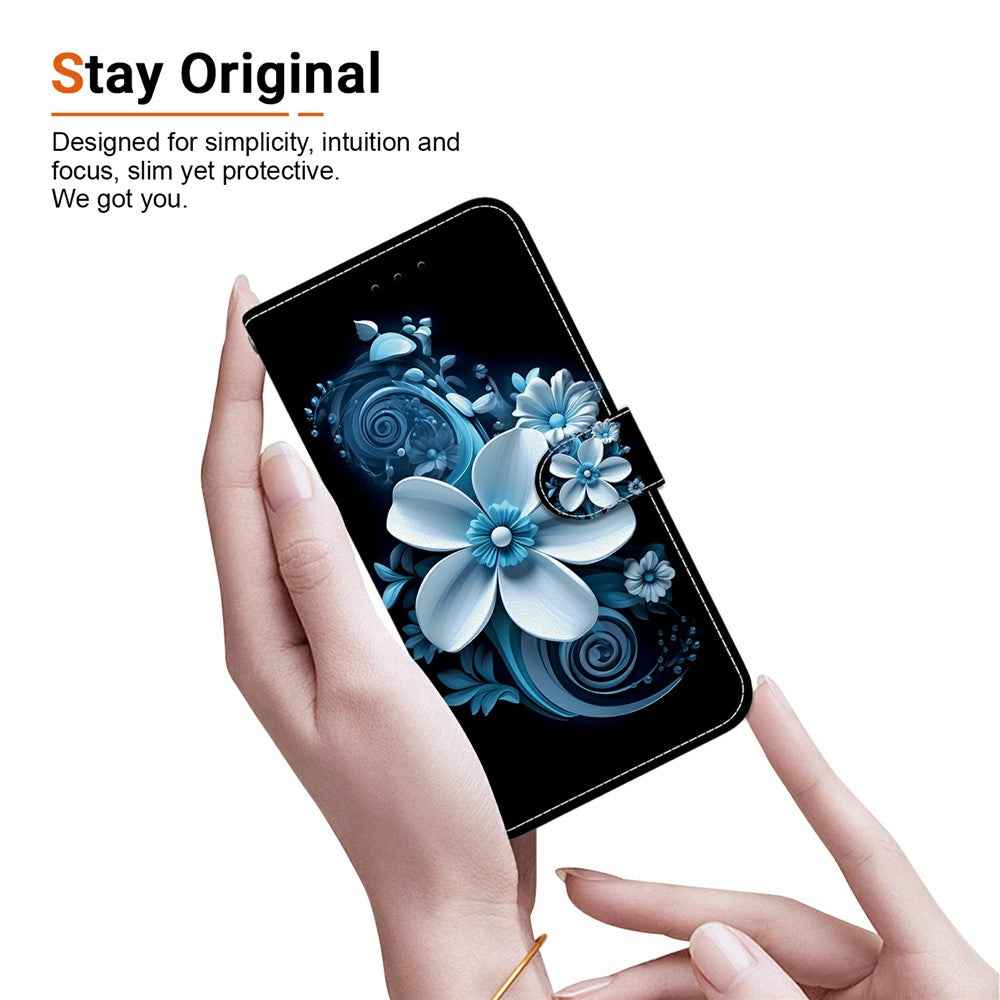 For Samsung Galaxy A57 5G Case Pattern Printing Leather Flip Wallet Phone Cover with Lanyard - Black Orchid