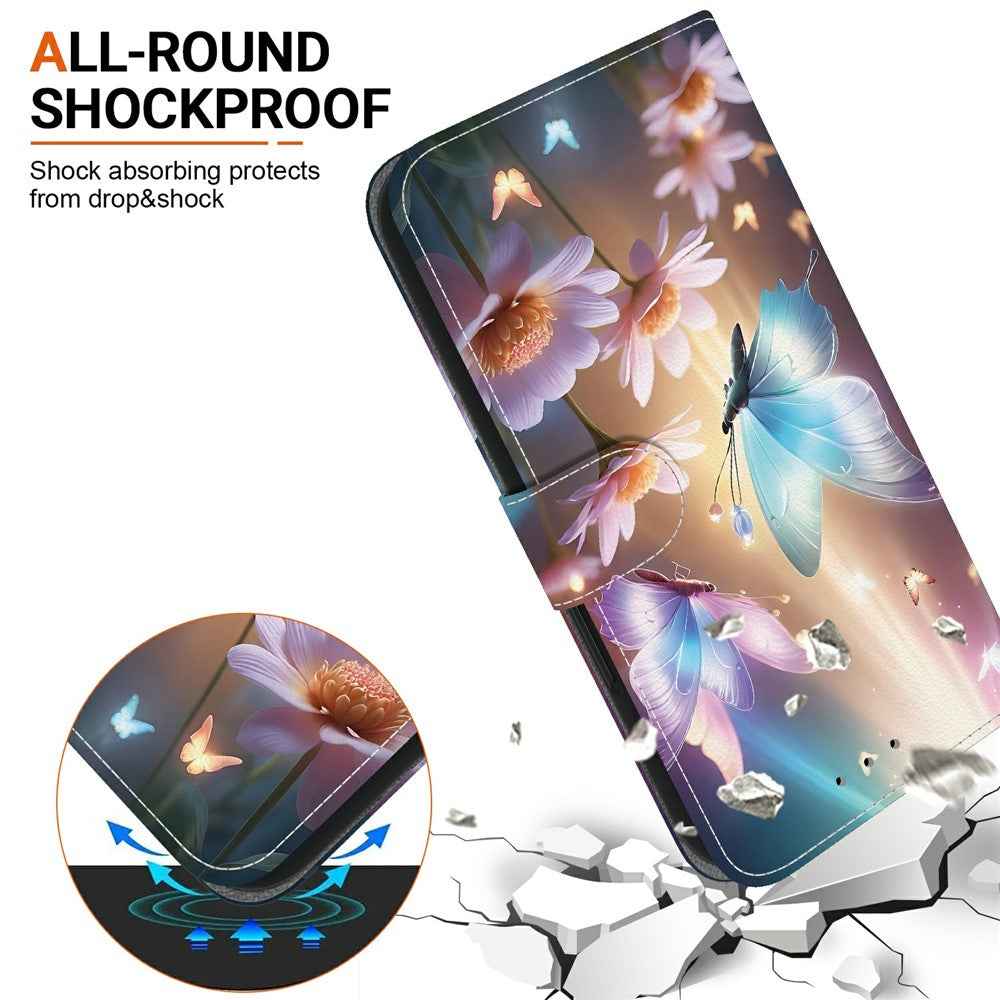 For Samsung Galaxy A57 5G Case Pattern Printing Leather Flip Wallet Phone Cover with Lanyard - Butterfly Floral