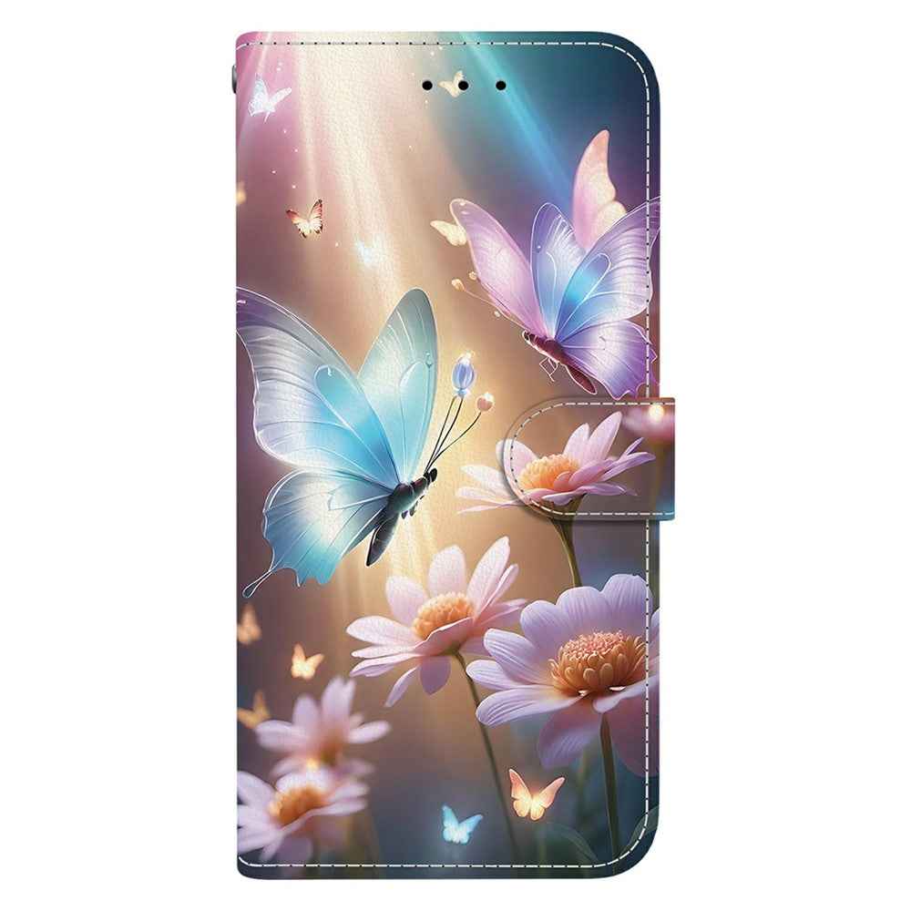 For Samsung Galaxy A57 5G Case Pattern Printing Leather Flip Wallet Phone Cover with Lanyard - Butterfly Floral