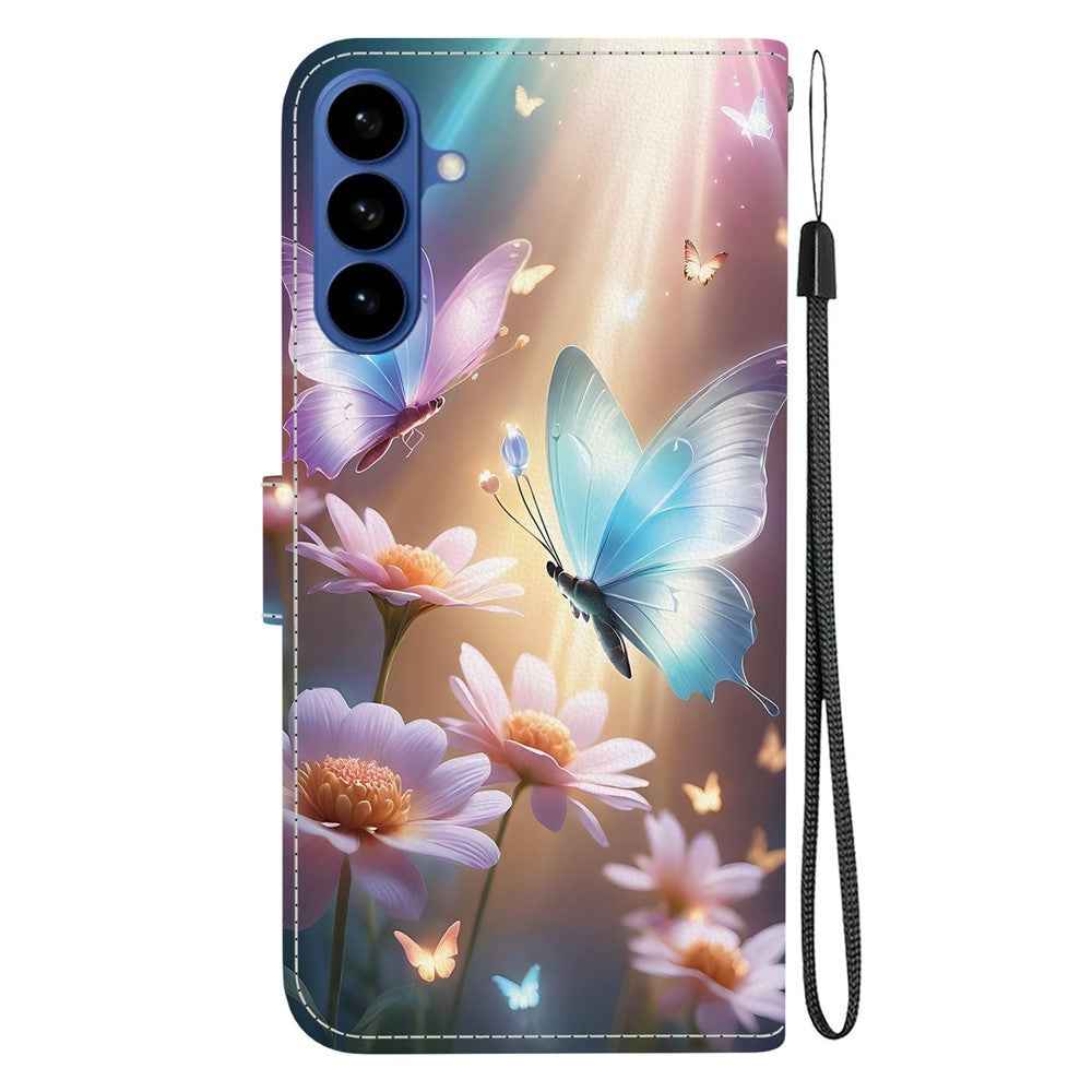 For Samsung Galaxy A57 5G Case Pattern Printing Leather Flip Wallet Phone Cover with Lanyard - Butterfly Floral
