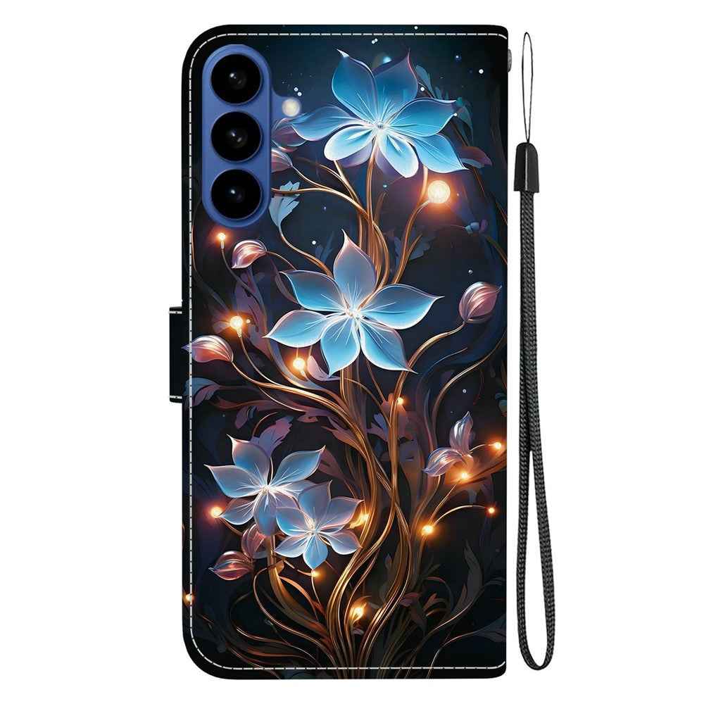 For Samsung Galaxy A57 5G Case Pattern Printing Leather Flip Wallet Phone Cover with Lanyard - Small Lantern Flower