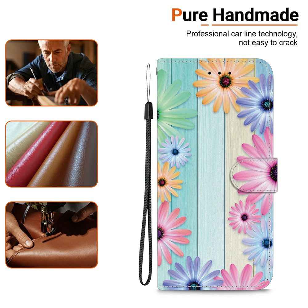 For Samsung Galaxy A57 5G Case Pattern Printing Leather Flip Wallet Phone Cover with Lanyard - Sunflower