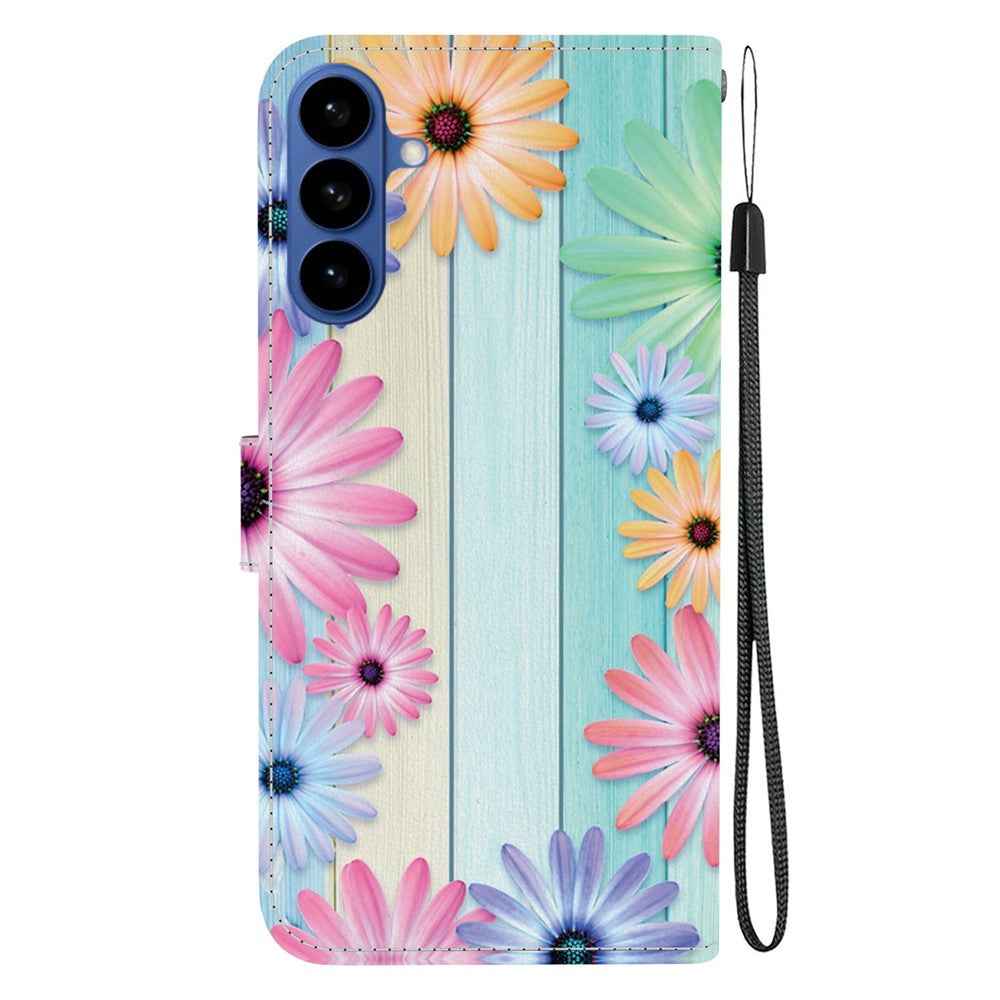 For Samsung Galaxy A57 5G Case Pattern Printing Leather Flip Wallet Phone Cover with Lanyard - Sunflower