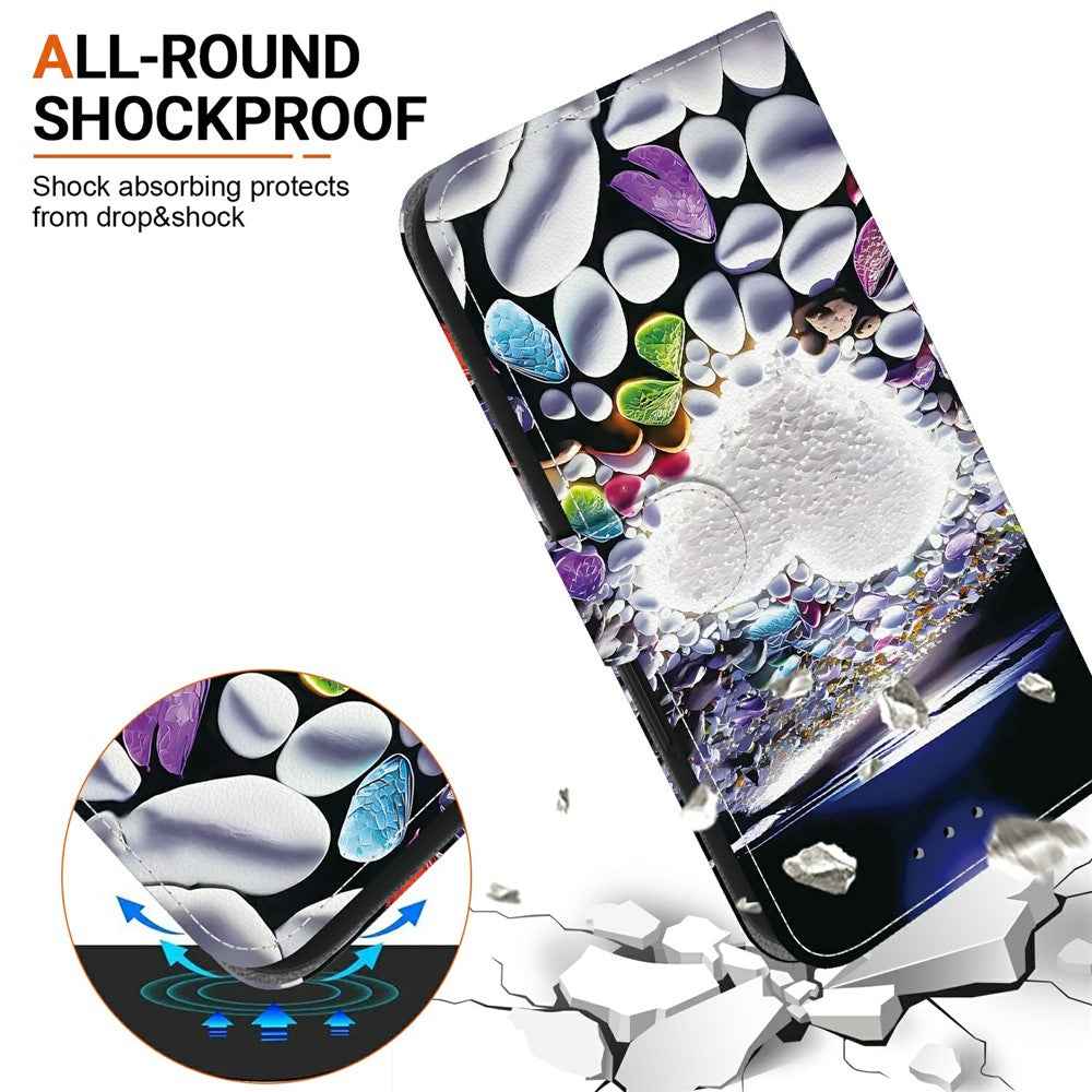 For Samsung Galaxy A57 5G Case Pattern Printing Leather Flip Wallet Phone Cover with Lanyard - Heart Shape