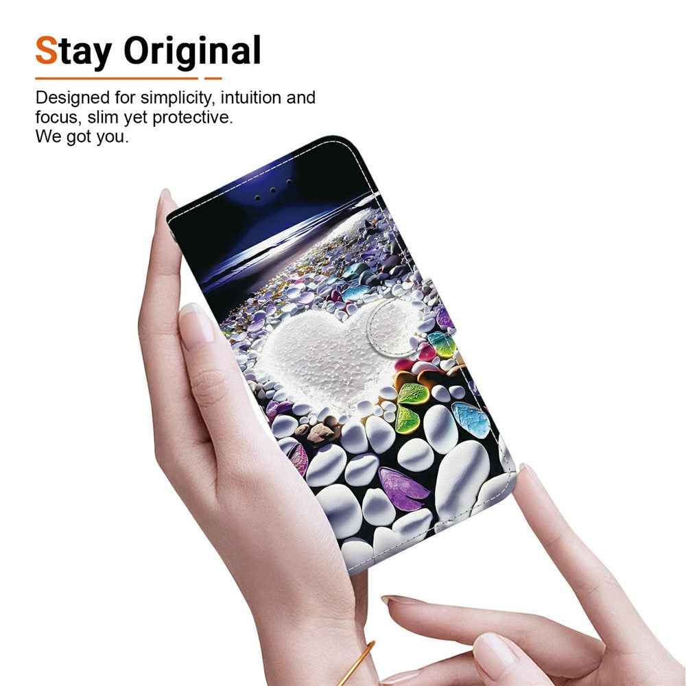 For Samsung Galaxy A57 5G Case Pattern Printing Leather Flip Wallet Phone Cover with Lanyard - Heart Shape