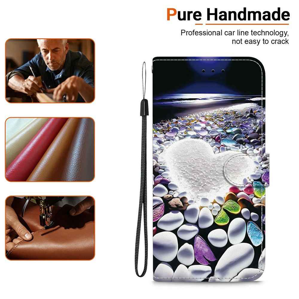 For Samsung Galaxy A57 5G Case Pattern Printing Leather Flip Wallet Phone Cover with Lanyard - Heart Shape