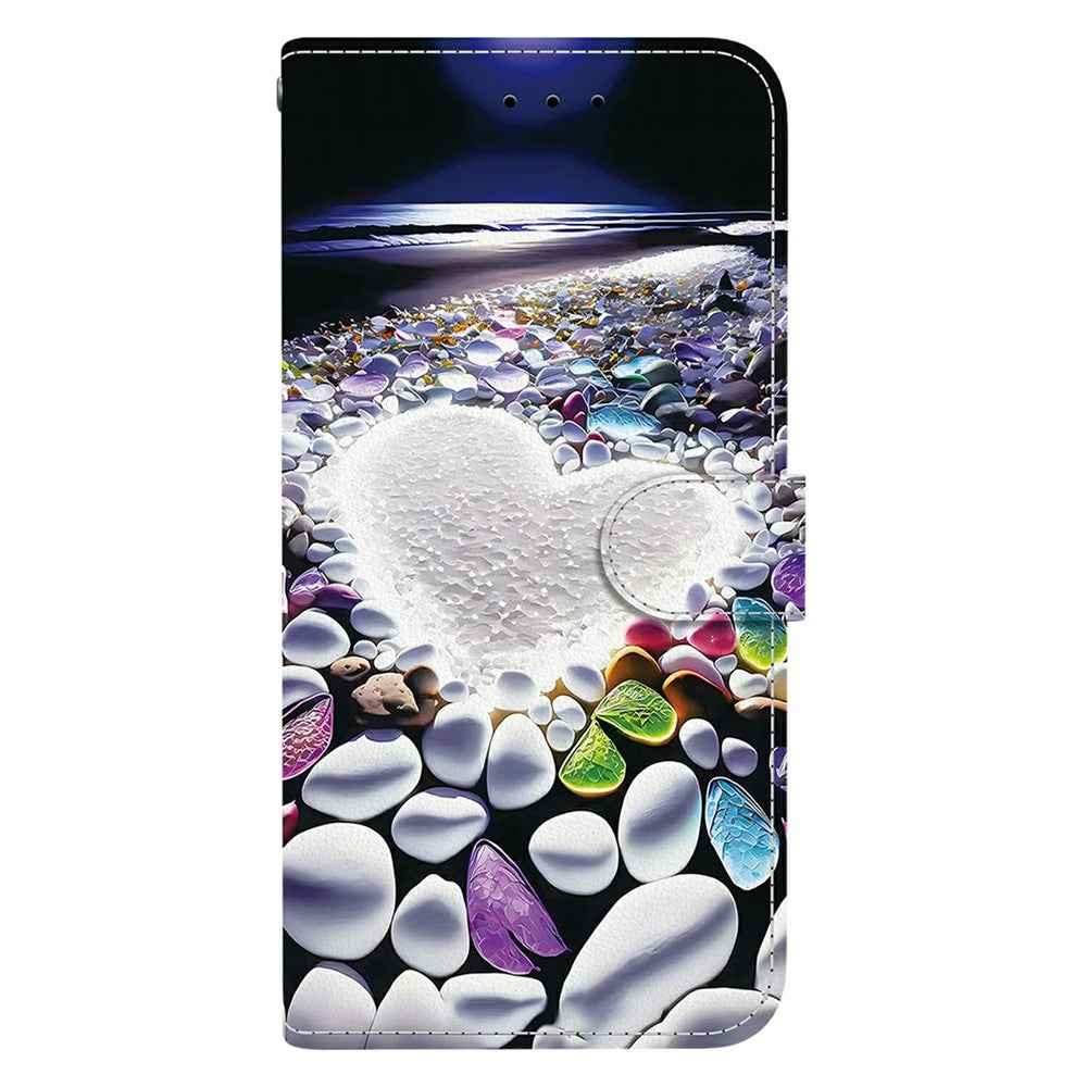 For Samsung Galaxy A57 5G Case Pattern Printing Leather Flip Wallet Phone Cover with Lanyard - Heart Shape