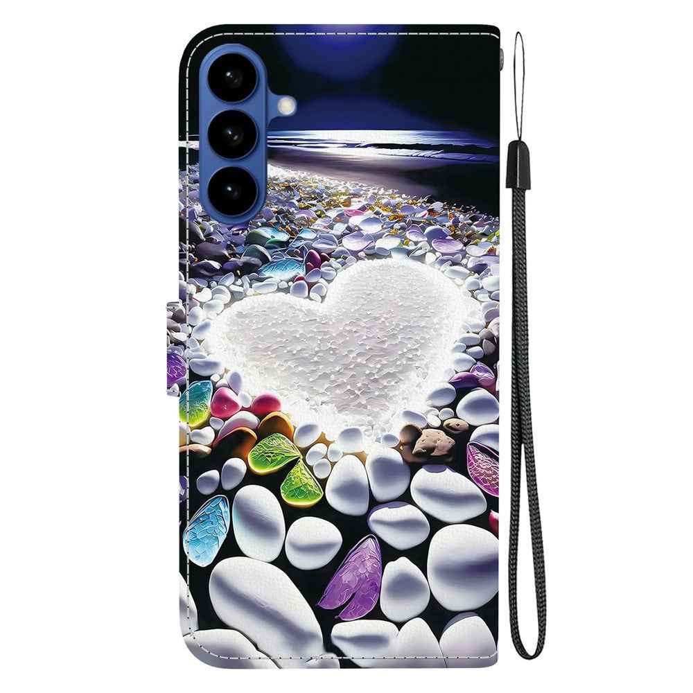 For Samsung Galaxy A57 5G Case Pattern Printing Leather Flip Wallet Phone Cover with Lanyard - Heart Shape