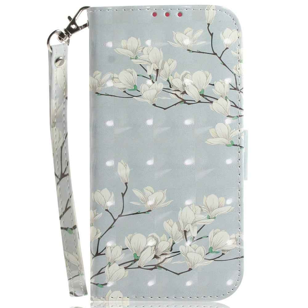 For Samsung Galaxy A57 5G Case Pattern Printing Leather Wallet Phone Cover with Wrist Strap - Magnolia