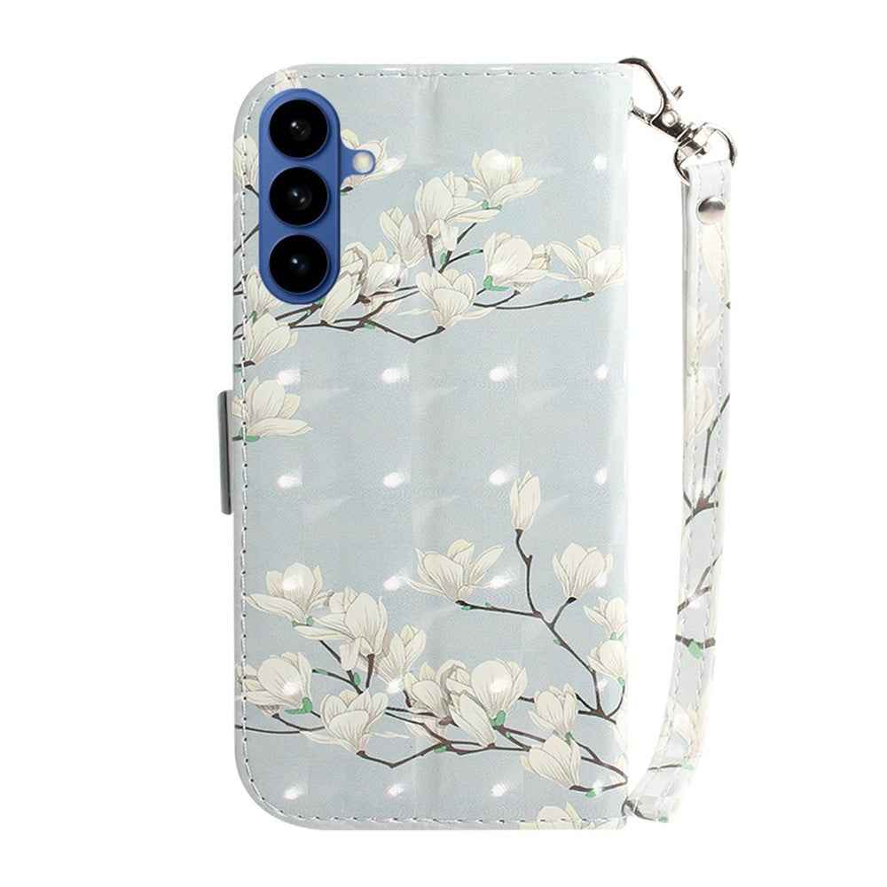 For Samsung Galaxy A57 5G Case Pattern Printing Leather Wallet Phone Cover with Wrist Strap - Magnolia