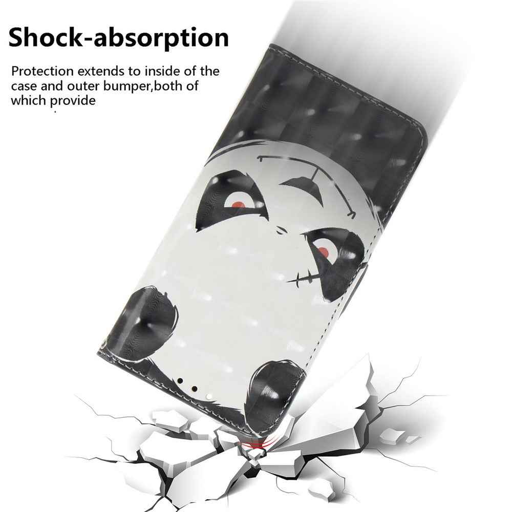 For Samsung Galaxy A57 5G Case Pattern Printing Leather Wallet Phone Cover with Wrist Strap - Angry Panda
