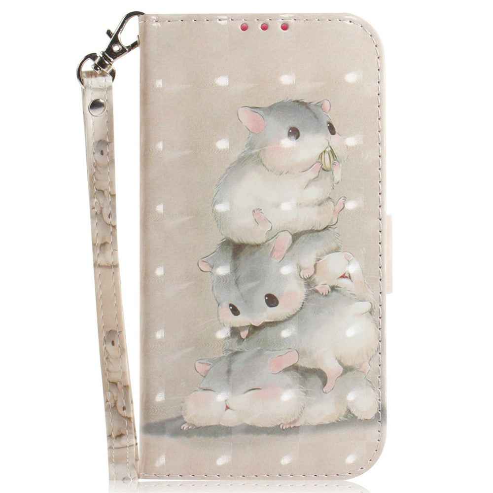 For Samsung Galaxy A57 5G Case Pattern Printing Leather Wallet Phone Cover with Wrist Strap - Stacking Squirrels