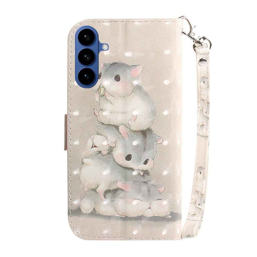 For Samsung Galaxy A57 5G Case Pattern Printing Leather Wallet Phone Cover with Wrist Strap - Stacking Squirrels