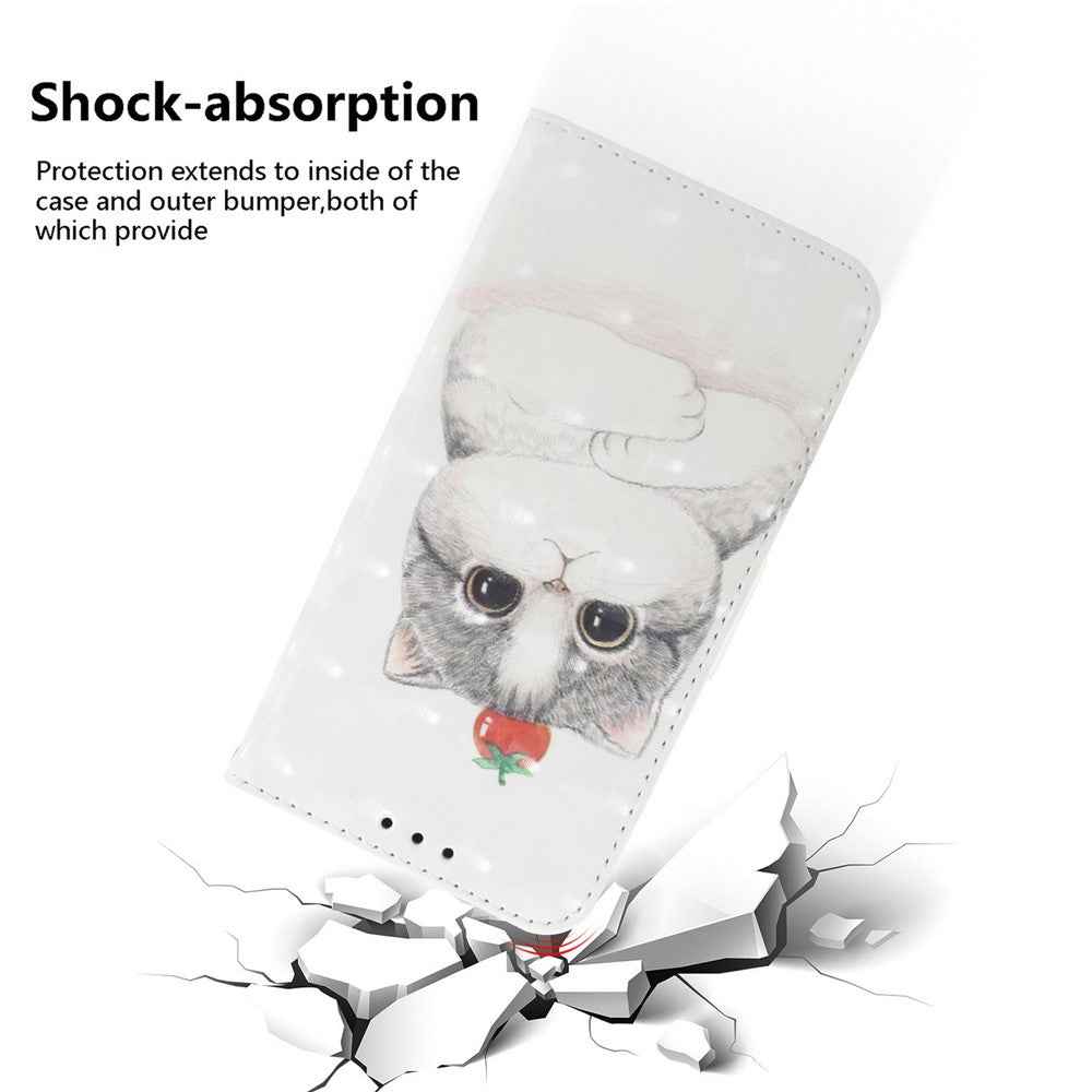 For Samsung Galaxy A57 5G Case Pattern Printing Leather Wallet Phone Cover with Wrist Strap - Cute Cat