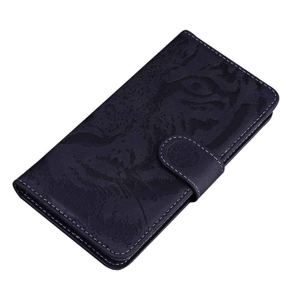 For Samsung Galaxy A57 5G Case Tiger Imprint Leather Wallet Phone Cover - Black