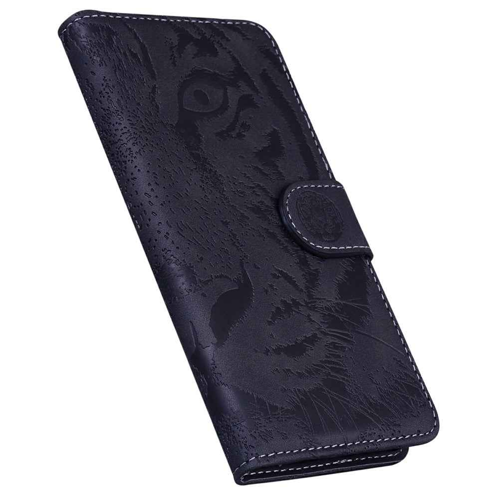 For Samsung Galaxy A57 5G Case Tiger Imprint Leather Wallet Phone Cover - Black