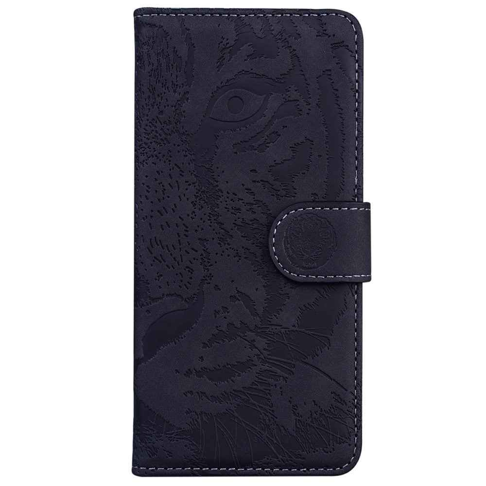 For Samsung Galaxy A57 5G Case Tiger Imprint Leather Wallet Phone Cover - Black