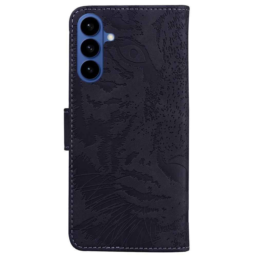 For Samsung Galaxy A57 5G Case Tiger Imprint Leather Wallet Phone Cover - Black