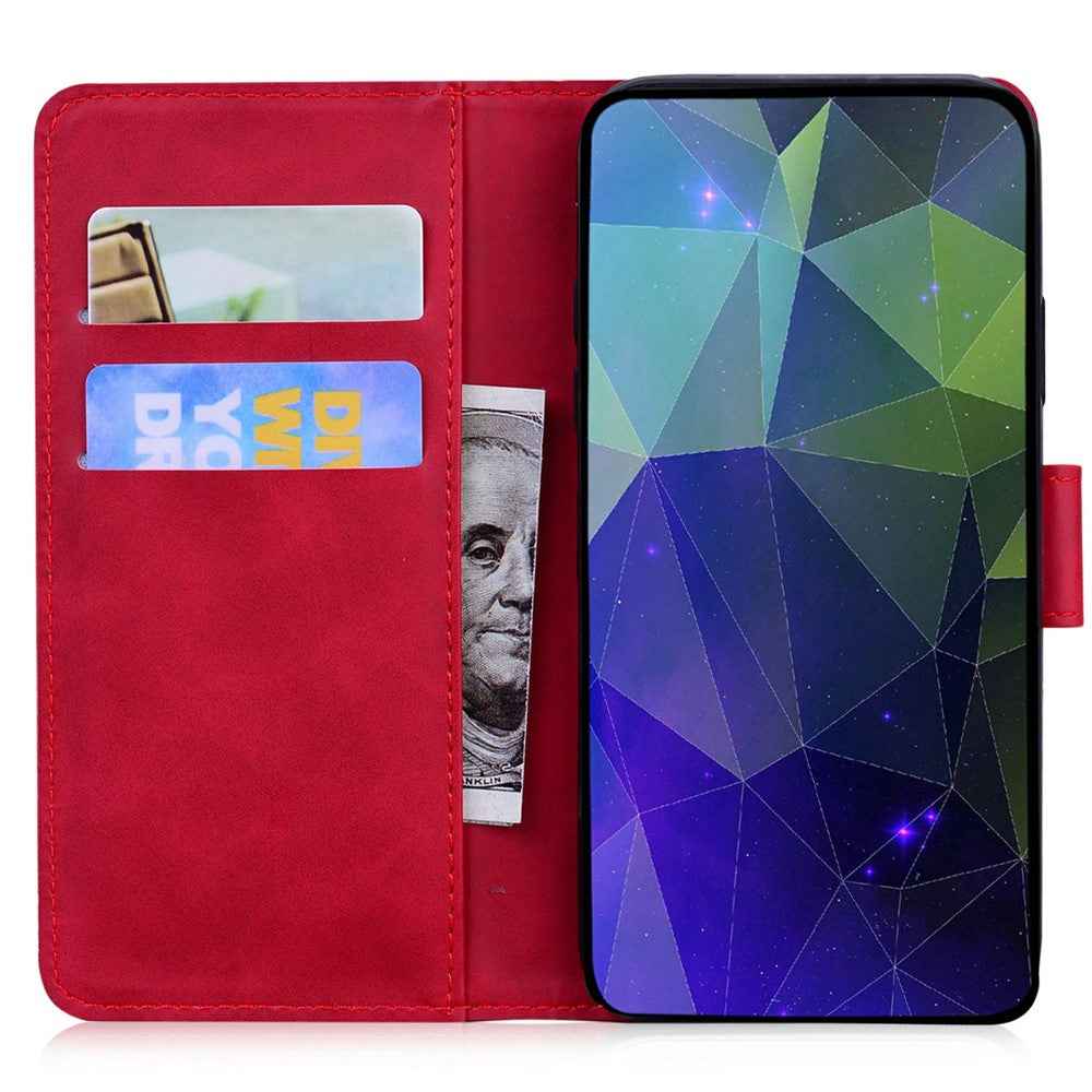 For Samsung Galaxy A57 5G Case Tiger Imprint Leather Wallet Phone Cover - Red