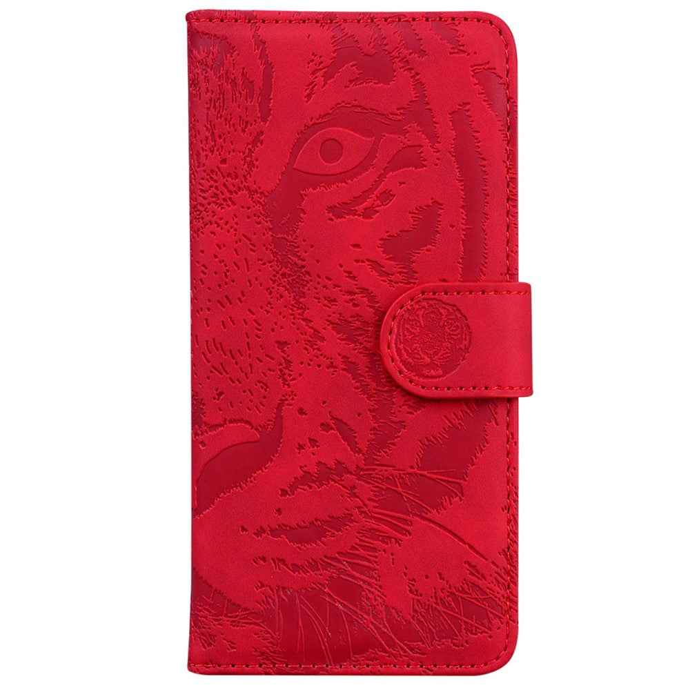 For Samsung Galaxy A57 5G Case Tiger Imprint Leather Wallet Phone Cover - Red