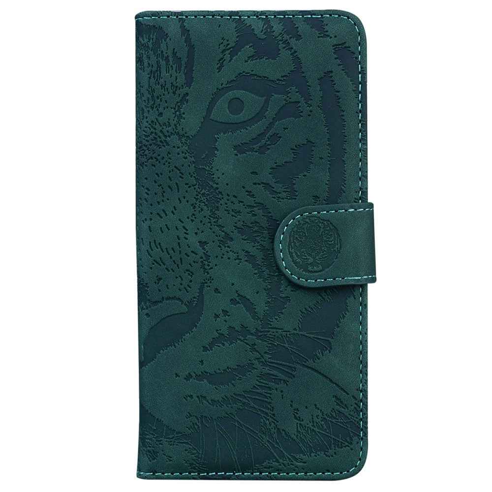 For Samsung Galaxy A57 5G Case Tiger Imprint Leather Wallet Phone Cover - Green
