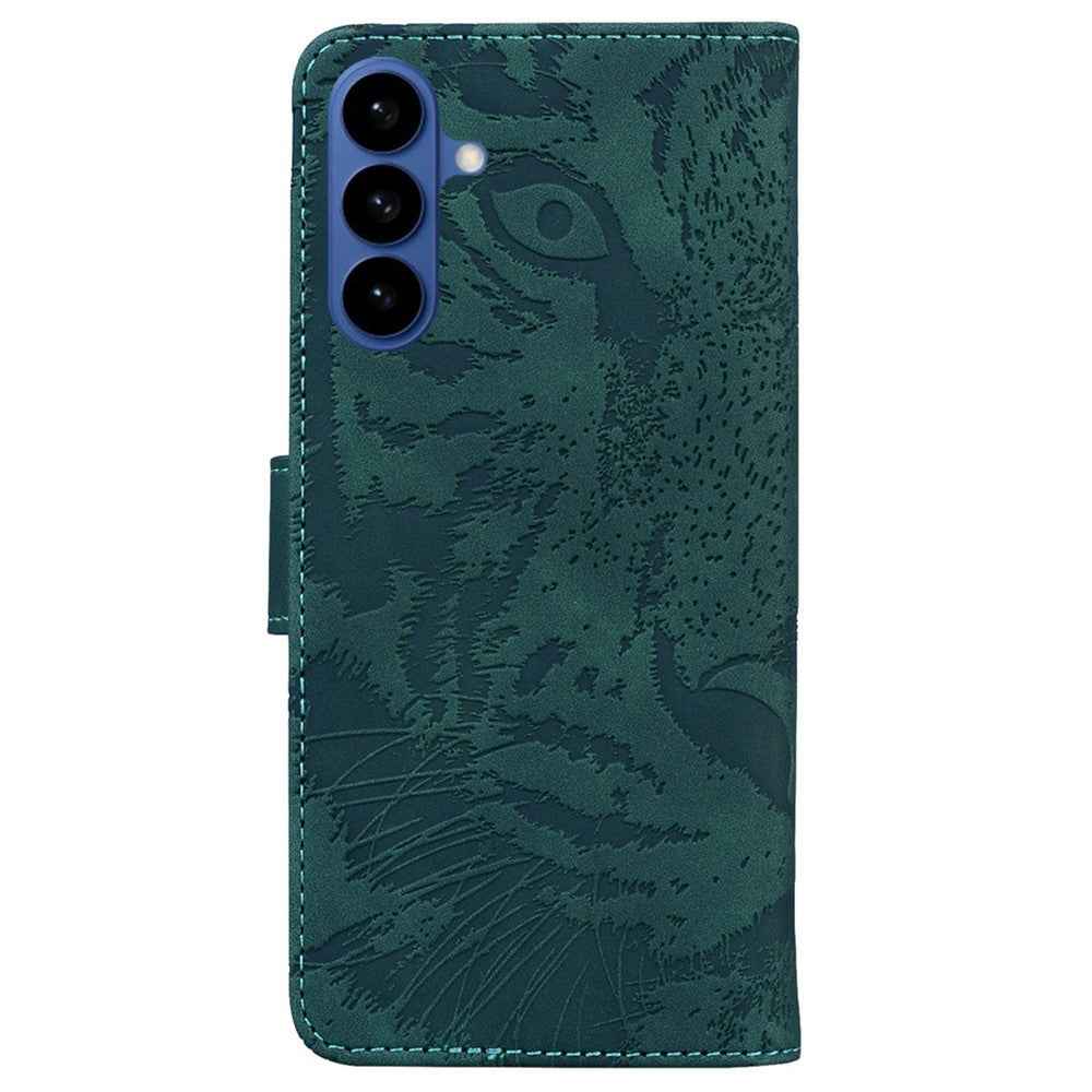 For Samsung Galaxy A57 5G Case Tiger Imprint Leather Wallet Phone Cover - Green