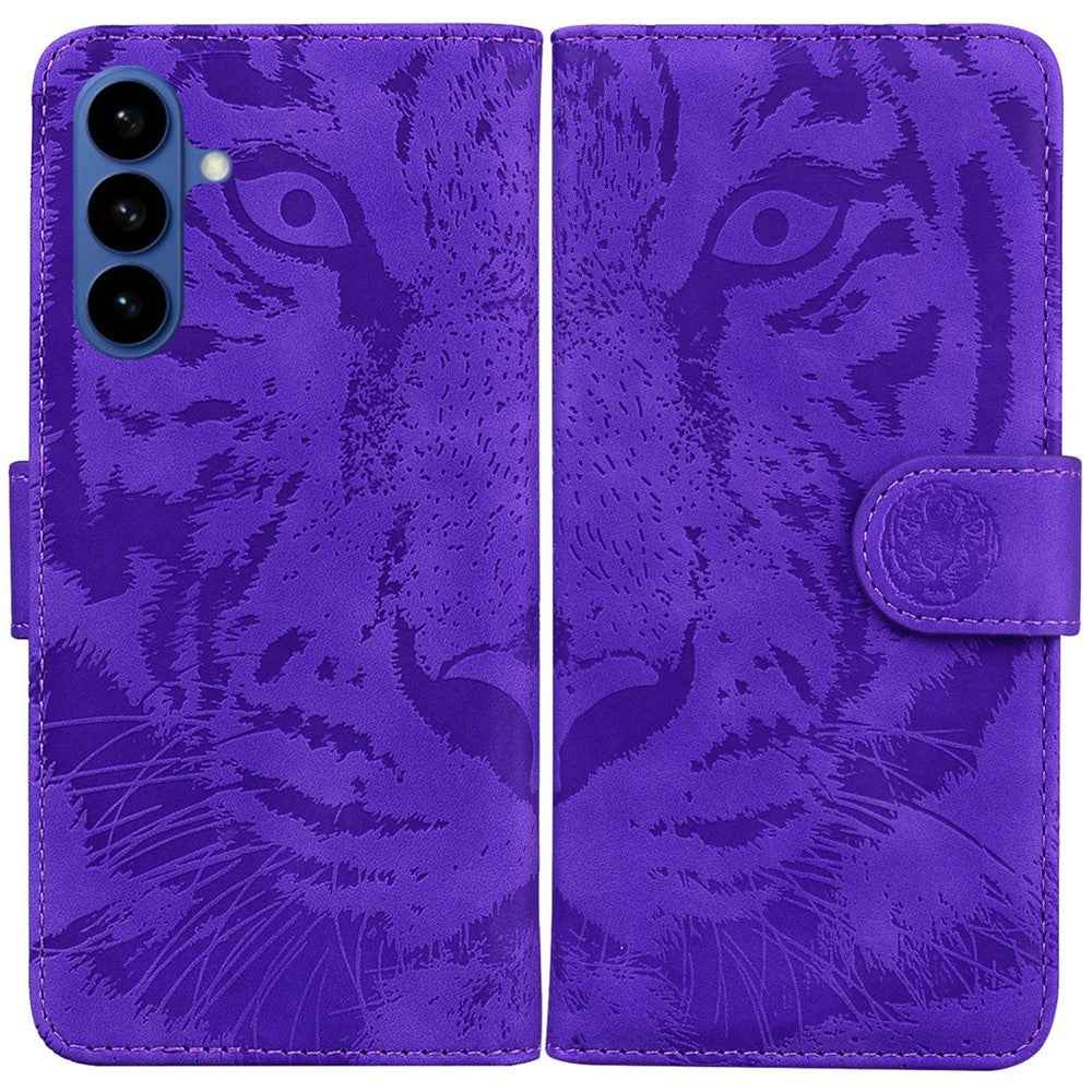 For Samsung Galaxy A57 5G Case Tiger Imprint Leather Wallet Phone Cover - Purple