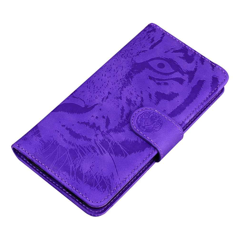 For Samsung Galaxy A57 5G Case Tiger Imprint Leather Wallet Phone Cover - Purple