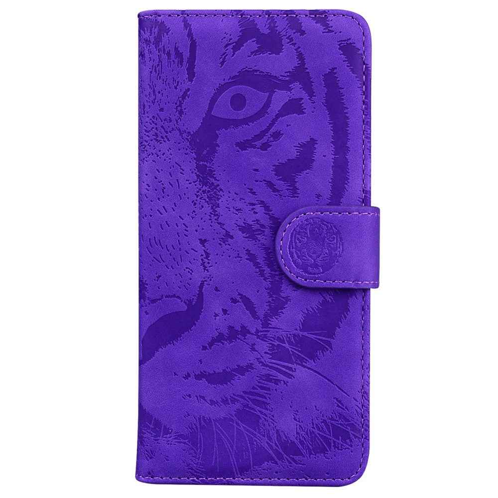 For Samsung Galaxy A57 5G Case Tiger Imprint Leather Wallet Phone Cover - Purple
