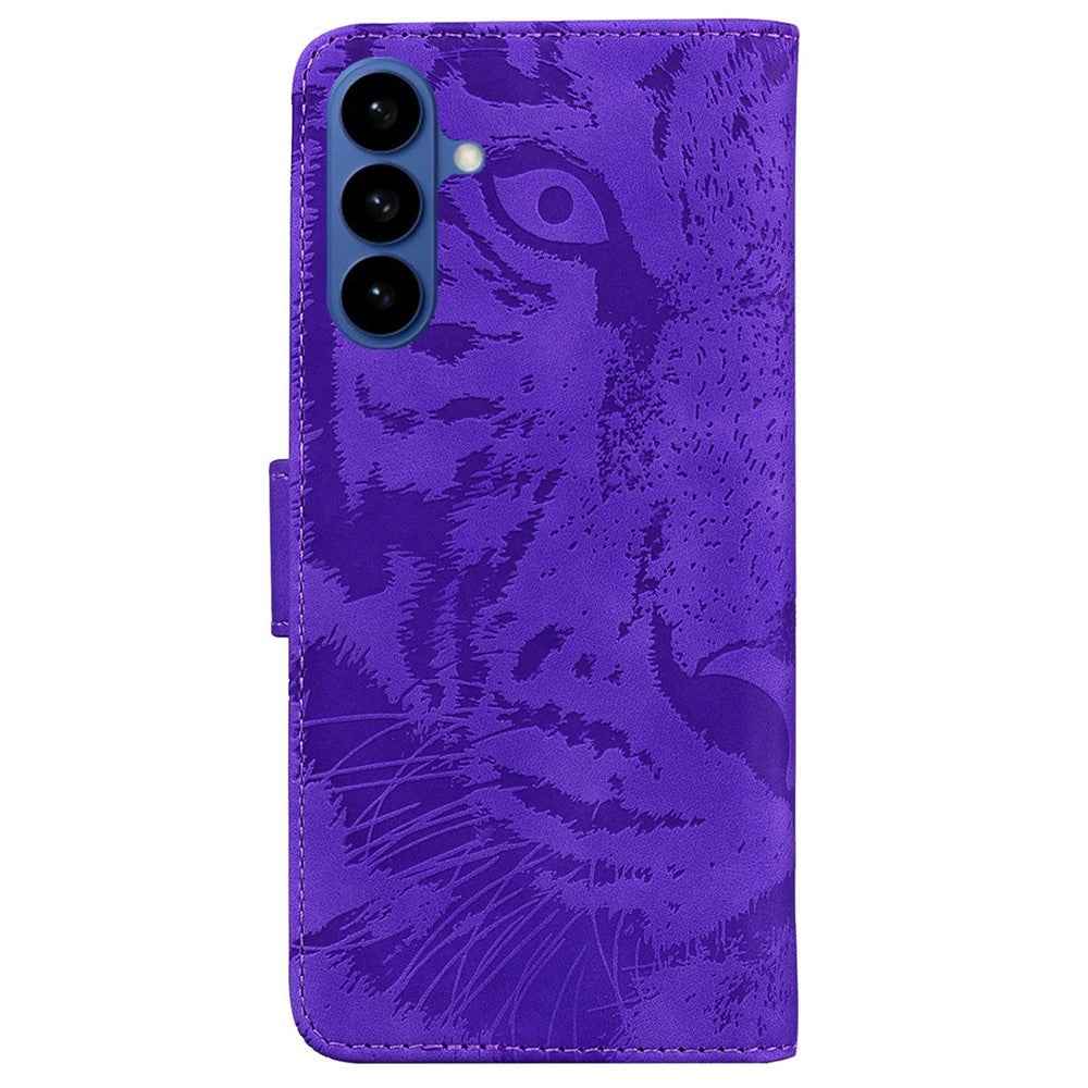For Samsung Galaxy A57 5G Case Tiger Imprint Leather Wallet Phone Cover - Purple