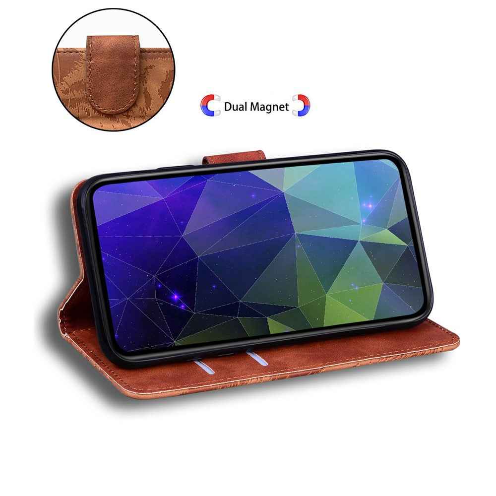 For Samsung Galaxy A57 5G Case Tiger Imprint Leather Wallet Phone Cover - Brown