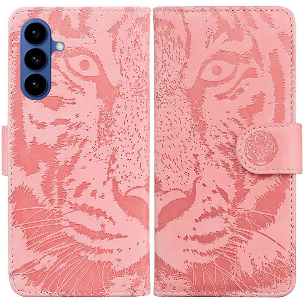 For Samsung Galaxy A57 5G Case Tiger Imprint Leather Wallet Phone Cover - Pink