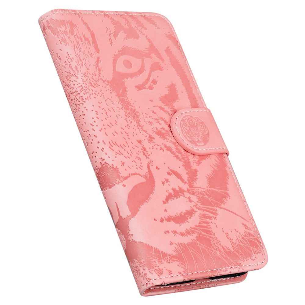 For Samsung Galaxy A57 5G Case Tiger Imprint Leather Wallet Phone Cover - Pink